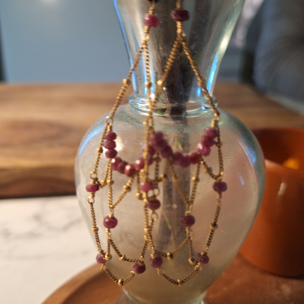 Elegant Gold and Purple Beaded Earrings